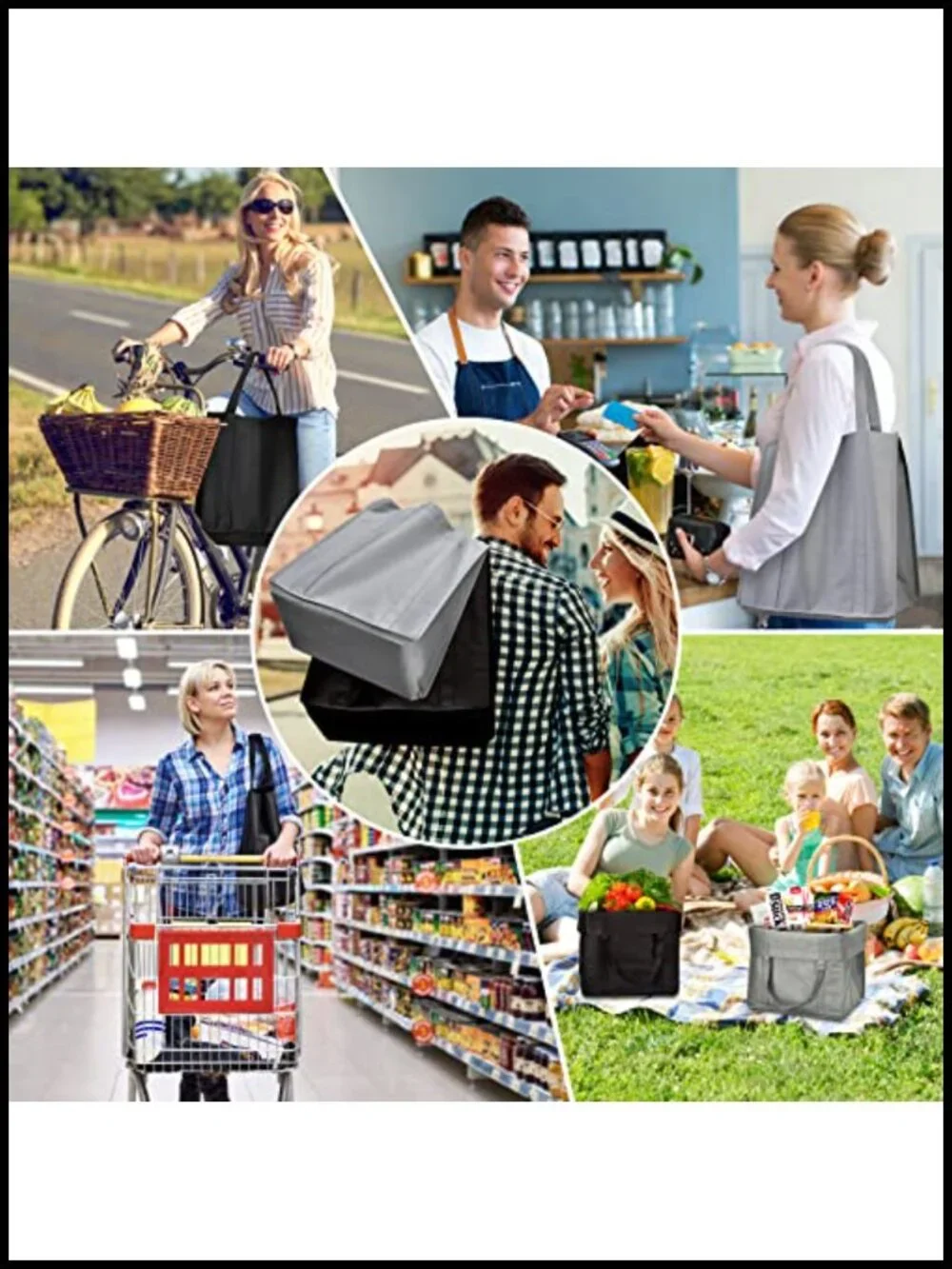 24-Pack Reusable Grocery Bags Large Heavy Duty Foldable Tote Bags